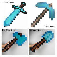 After mining a lot he gets a l. Kids Toys Minecraft Blue Grey Diamond Sword Pickaxe Axe Shovel Eva Weapons Shopee Malaysia
