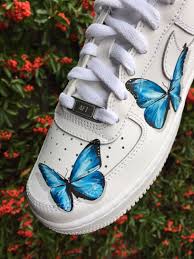 Eden Blue Butterflies Custom Nike Air Force 1 Butterfly Shoes Painted Shoes Diy Blue Butterfly