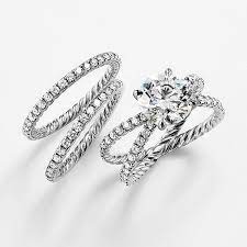 Diamond And Platinum Wedding Bands With The Dy Crossover Engagement Ring David Yurman Engagement Ring Crossover Engagement Ring Wedding Ring Bands