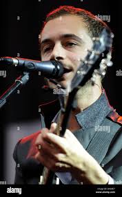 Singer Tom Smith of British Indie-Rock-band 'The Editors' performs at  Waldbuehne in Berlin, Germany, 16 July 2008. Photo: Britta Pedersen Stock  Photo