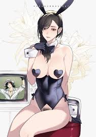 Rule 34 Dev - 1girl absurdres animal_ears arm_up backless_outfit  bare_shoulders bow bowtie breasts brown_hair cleavage detached_collar  detached_sleeves fake_animal_ears fishnet_pantyhose fishnets from_above  hair_behind_ear hair_over_shoulder highres ...