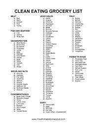 printable clean eating grocery list