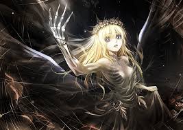 Dark hair and brown eyes are more common, but blond and blue eyes are nothing special either. Hd Wallpaper Anime Original Blonde Blue Eyes Dark Girl Long Hair Skeleton Wallpaper Flare