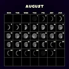 Moon Phases Calendar For 2019 With Realistic Moon August