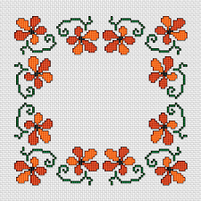 Border free cross stitch patterns flowers. Decorative Floral Border In Warm Colors Orange And Rust Floral Cross Stitch Cross Stitch Flowers Cross Stitch Patterns Flowers