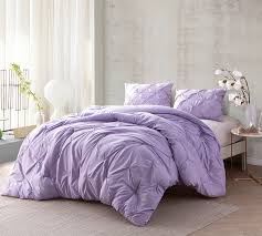 Oversized King Bed Comforters Orchid Petal Pin Tuck Decorative Light Purple Lavender Comforter King