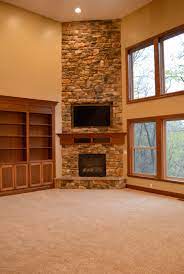 White electric fireplace console *see offer details. Floor To Ceiling Corner Stone Fireplace Stone Fireplace Designs Corner Stone Fireplace Corner Fireplace