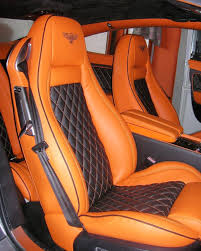 Bentley Continental Gt Custom Interior Orange And Black Diamond Stitch Seats And Door Panels Leather Car Seat Covers Car Upholstery Custom Cars