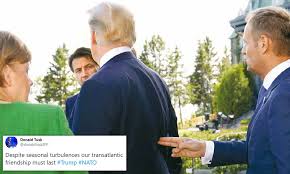 Donald duck tik tok compilation. Former Eu Council Head Tusk Tweets Image Of Him Holding Two Fingers Against Trump S Back Like A Gun Daily Mail Online