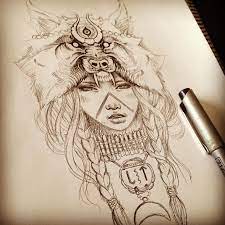 The shackles may also imply that the man is chained by his love for the woman, whose light skin was considered to be very attractive. Wolf Headdress Wolf Girl Tattoos Headdress Tattoo Headdress Art