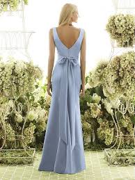 Back Of Cornflower Matte Satin Dessy Bridesmaid Dress In Cloudy Blue Satin Bridesmaid Dresses Dessy Bridesmaid Dresses Bridesmaid Dresses