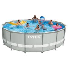 Intex 15 X 48 Ultra Frame Above Ground Pool With Filter Pump Grey Portable Swimming Pools Swimming Pools Above Ground Swimming Pools