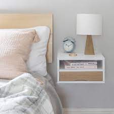 Floating Bedside Table With Oak Front Drawer Floating Bedside Table Small Bedside Table Furniture For Small Spaces
