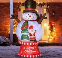 Outsunny 95.75" Inflatable Christmas Snowman with Crystal Ball Body and  Black Hat, Blow-Up Outdoor LED Yard Display for Lawn Garden Party