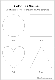 This example adds a blue dashed line to worksheet one. Color The Shapes Worksheets For Kindergarten Your Home Teacher