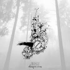 Alice In Wonderland Black And White Tattoos Abstract Trash Polka Alice In Wonderland Tattoo Design For Nadia Alice And Wonderland Tattoos Wonderland Tattoo Trash Polka Art