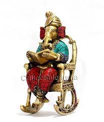 Collectible India Unique 3d Moving Ganesha Ganesh Ganpati Statue Reading Ramayan Metal Brass Hindu God Statue Garden Indoor Outd Ganesh Statue Ganesha Ganesh