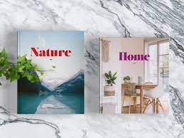 Mockup featuring a hardcover book placed on a wooden table. Coffee Table Book Template Archives Stockindesign