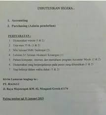 Check spelling or type a new query. Pt Rajalu Exp 31 Januari Himpunan Lowongan Kerja Jatim Facebook