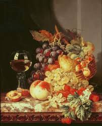 Edward Ladell Still Life With Grapes And Wine Art Print Canvas On Stretcher