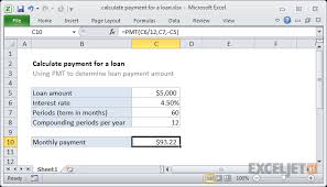 excel formula calculate payment for a loan exceljet