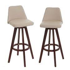 Barstuhl drehbar mit lehne : 2x Barhocker Hwc C43 Barstuhl Tresenhocker Holz Kunstleder Drehbar Creme Dunkle Beine