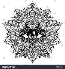 This artistic movement corresponds with the emergence of psychotropic hallucinogens, such as lsd. All Seeing Eye In Ornate Round Mandala Pattern Royalty Free Stock Vector 426210109 Avopix Com