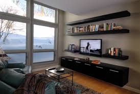 Glass floating shelves bedroom and floating shelves under mounted tv media center. Floating Shelves Around Tv Contemporary Houzz