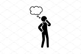 Person with thinking cloud above icon, key business perspectives of design thinking innovation, powerpoint template and background with human head silhouette over gears process background, fx four. Thinking Man Icon Person Thinking Thinking Man Man Icon Icon