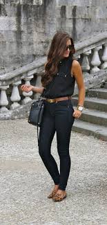 Black And Brown Outfits Women Black With Brown Belt Fashion Chic Outfits Clothes