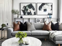 Living Room Design With Grey Sofa Tan Leather Cushions And Marble Coffee Table In 2020 Luxe Living Room Grey Sofa Living Room Grey Couch Living Room