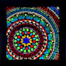 Stained Glass Mosaic Beaded Geometric Mandala Etsy Geometric Mandala Mosaic Glass Glass Mosaic Art