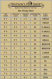 hat sizing chart watsons hat shop