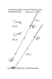 Patent Golf Club Fishing Pole Drawing By Ray Walsh