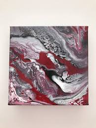 Black And White Acrylic Painting 6 X 6 Red Black And White Abstract Art Abstract Art Black And White Abstract