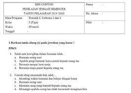 Soal Pts Kelas 3 Tema 6 Subtema 3 Dan 4 Dengan Kunci Jawaban Pendidikan Belajar Kurikulum
