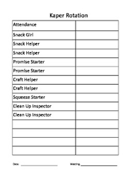 40 Right Brownie Kaper Chart Template