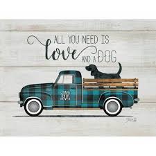 Gracie Oaks Love And A Dog Vintage Truck Wall Decor Rustic Wood Signs Compass Wall Decor Fish Wall Decor