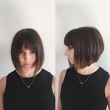 Why not consider an angled bob with bangs? Pin On Bobs Mid Length Cuts