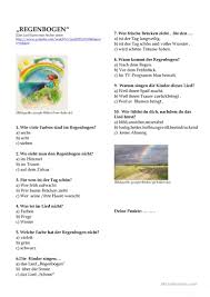 „mal gottes regenbogen an den dunklen himmel. Regenbogen Deutsch Daf Arbeitsblatter