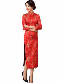 Pakaian tradisional bagi kaum cina perempuan ialah cheongsam. Shanghai Cerita Gaya Cina Pakaian Tradisional Cina Gaun Qipao Panjang Cheongsam Lengan Panjang Naga Merah Untuk Wanita Qipao Styles Chinese Dress Longlong Cheongsam Aliexpress