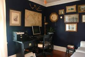 Home office table with wall storage unit: The Gardener S Cottage Old Navy Blue Home Offices Navy Blue Office Walls Dining Room Blue