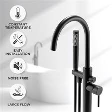 Wiggle the handle and pull it off. Akdy Matte Black 1 Handle Residential Freestanding Bathtub Faucet With Hand Shower Included Tf0042 Rona