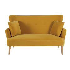 Canape 2 Places En Velours Jaune Moutarde Maisons Du Monde Samt Sofa Sofa 2 Sitzer Sofa