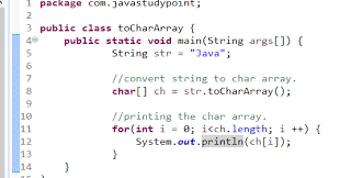 Javastudypoint provides free online tutorials of all the technologies like java, jdbc, servlet, jsp, java beans, etc. How To Convert A String To Char Array In Java Javastudypoint