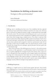 Pdf Translations For Dubbing As Dynamic Texts Strategies In Film Synchronisation