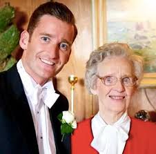 Paul Byrom performs outside his granny's nursing home as she turns 101