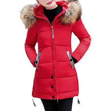 Bsgsh Womens Down Coat With Faux Fur Trim Hood Slim Winter Warm Long Puffer Jacket