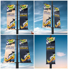 Within this template, you can edit both banners as well as the background. Lamp Post Banner Mockup In Outdoor Advertising Mockups On Yellow Images Creative Store