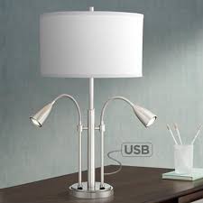 Wagner Brushed Nickel Gooseneck Table Lamp With Usb Port 56f14 Lamps Plus Table Lamp Modern Desk Lamp Lamp